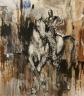 Gino Hollander horse and rider painting hung at Ojai Resort.